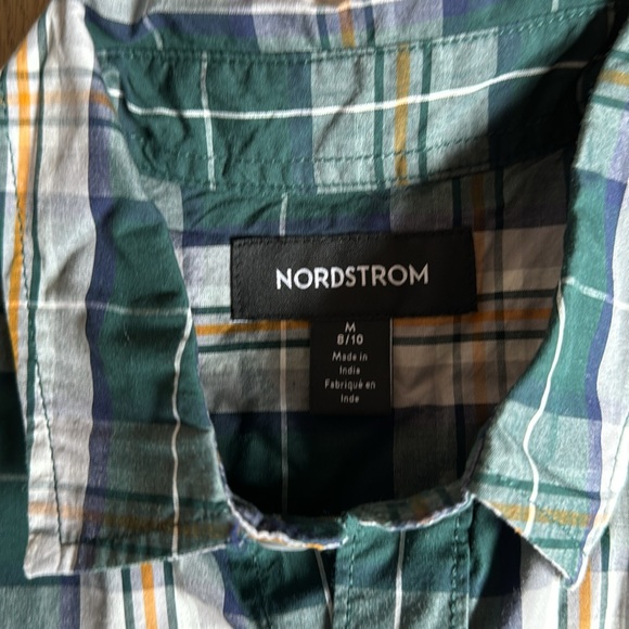 NEW WITH TAG boys Button down shirt from Nordstrom, Hunter green plaid size 8-10 - Picture 2 of 4